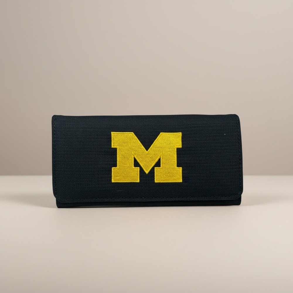 Sandol University of Michigan Wolverines Navy Blue Polyester Long Wallet NWT